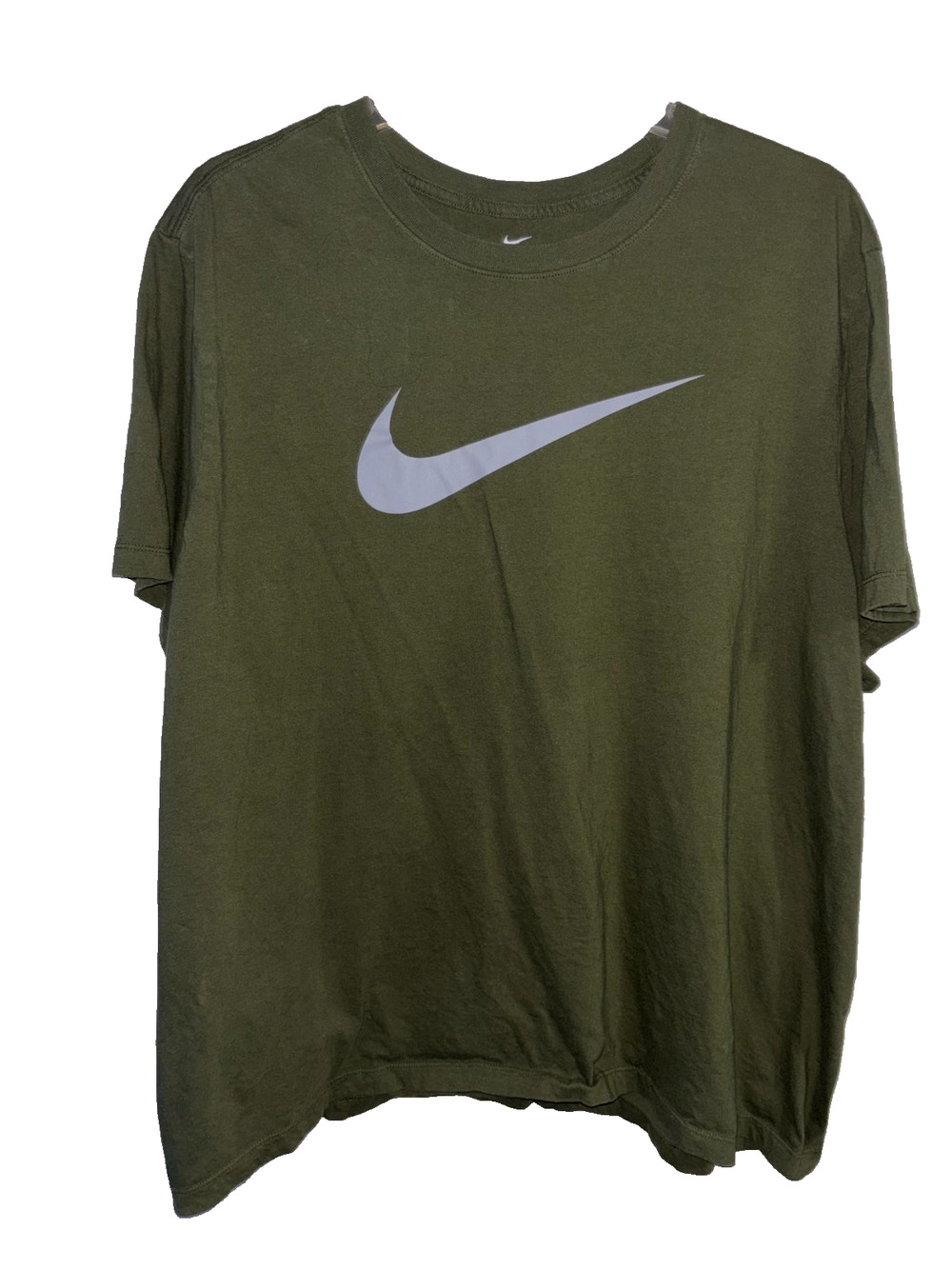 Nike T Shirt Mens 3XL Olive Green Gray Swoosh Logo Short Sleeve Athletic Graphic